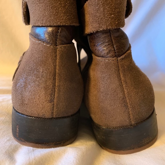 UGG brown suede and pebbled genuine leather riding boots - Picture 5 of 12